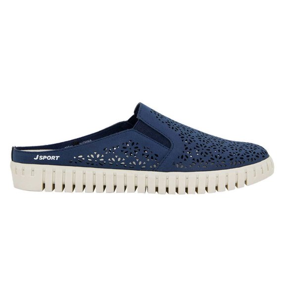 Jsport Ladies' Floral Cutout Lightweight Comfy Slip-On Mule - Navy - Picture 3 of 8